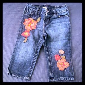 GAP Baby Floral Denim Boot Cut Jeans Size 6-12 Months EUC